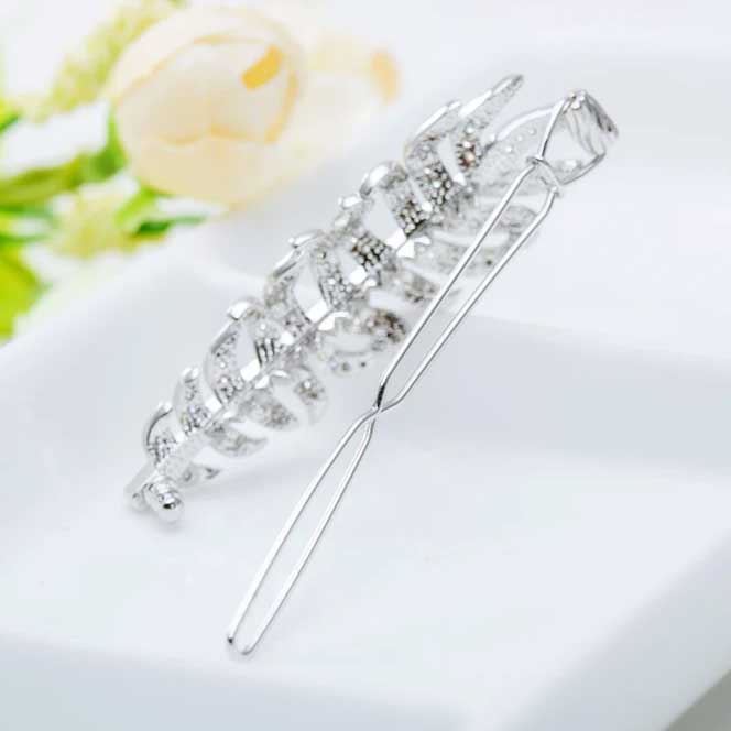 Hair Clip Crystal Feather nz