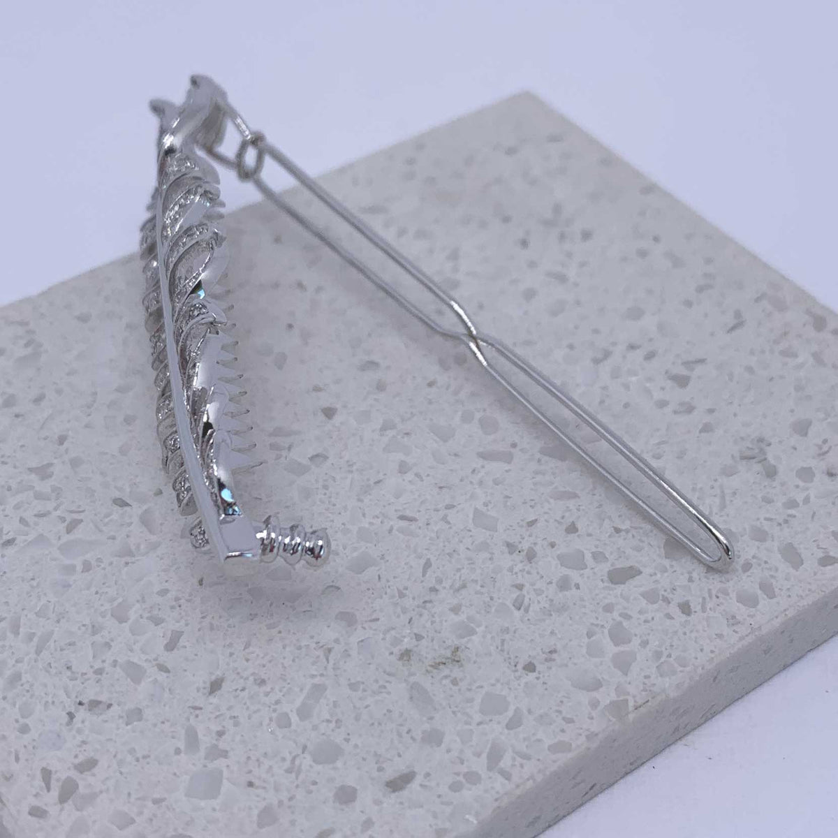 Hair Clip Crystal Feather close up