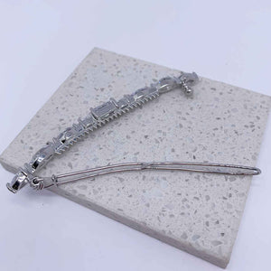 barrette silver crystal hair clip