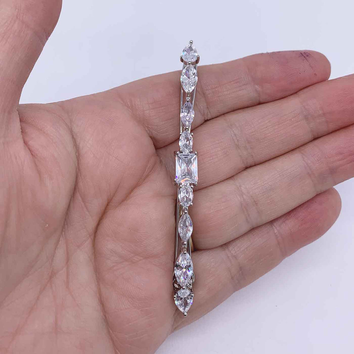 barrette silver crystal hair clip