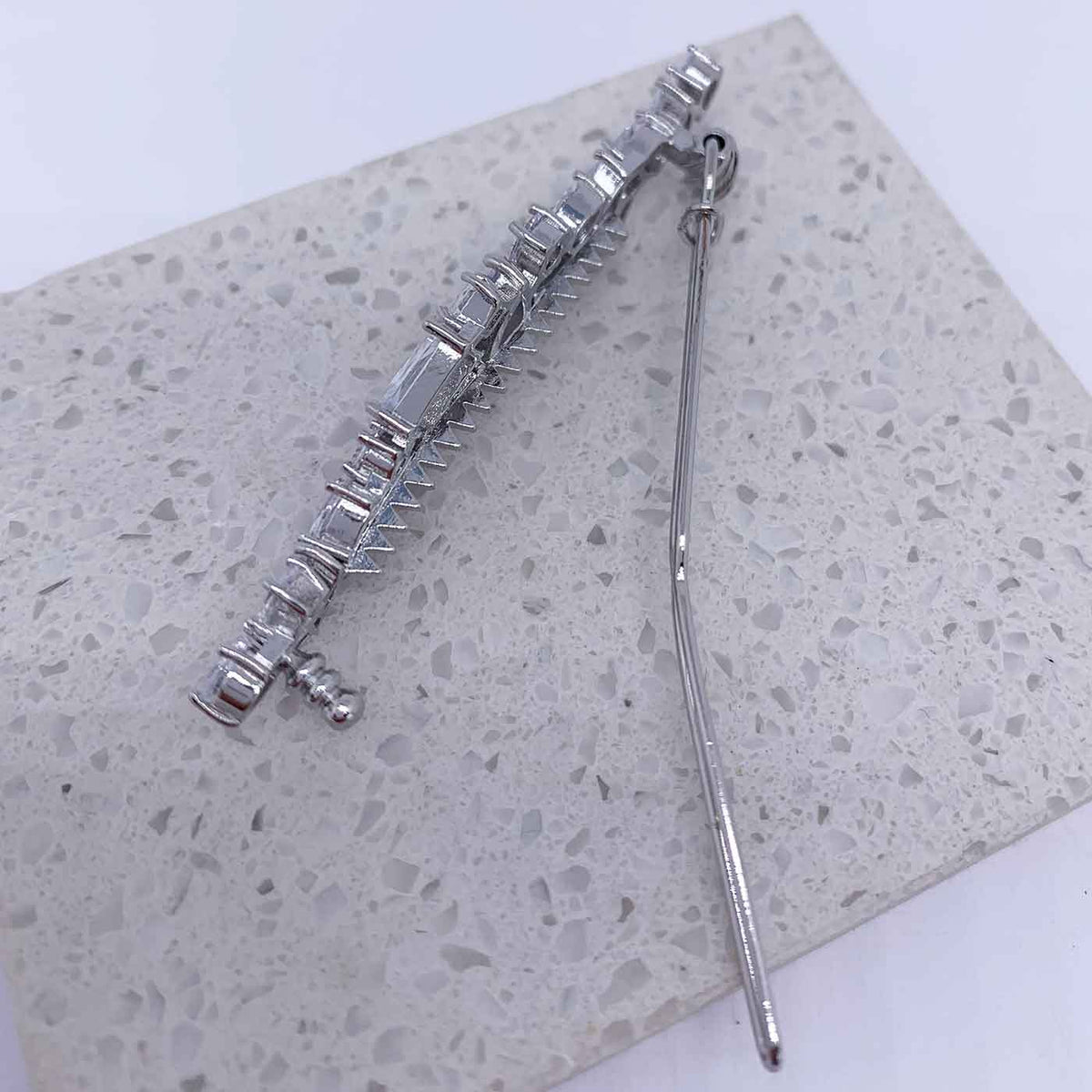 silver crystal barrette hair clip