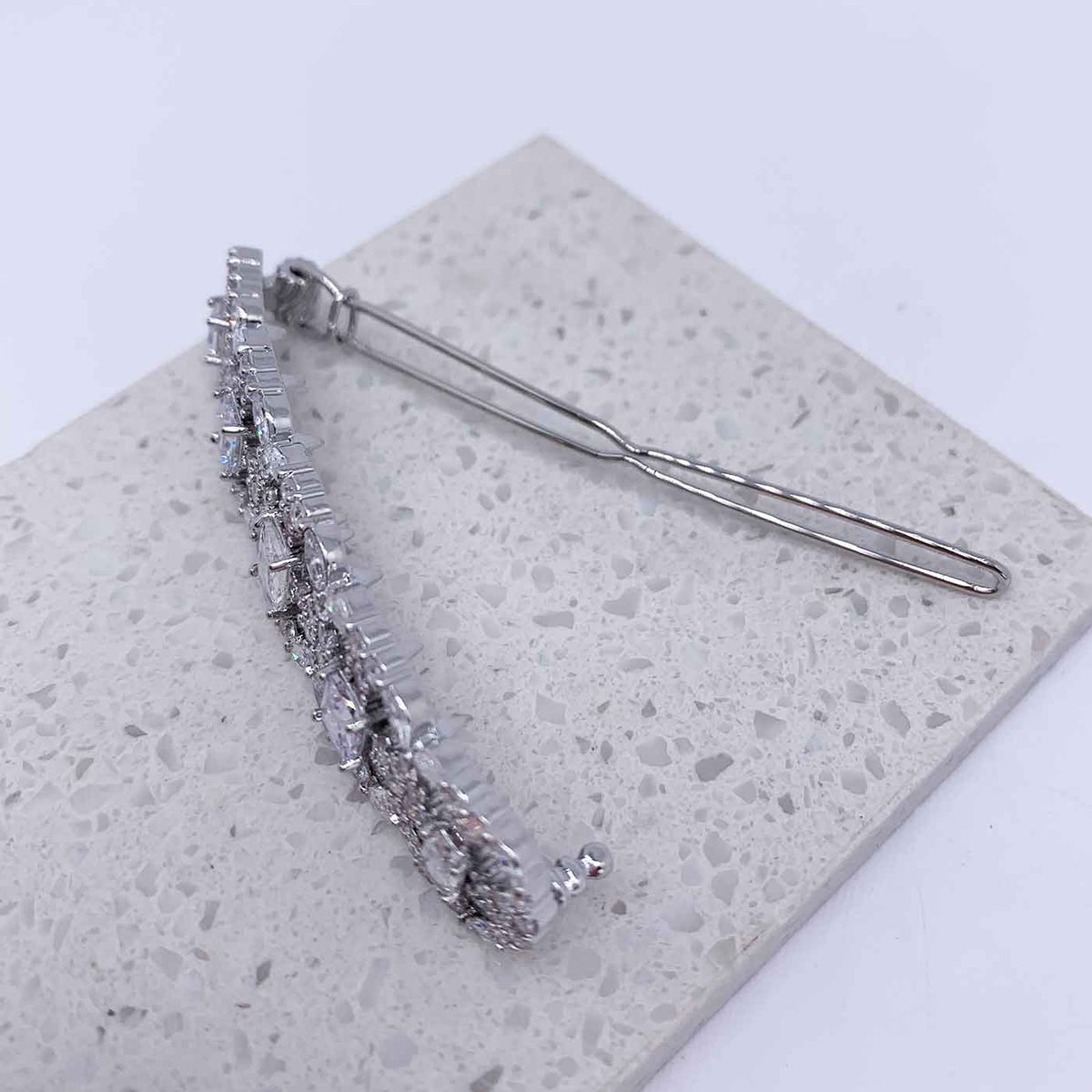 silver crystal barrette hair clip