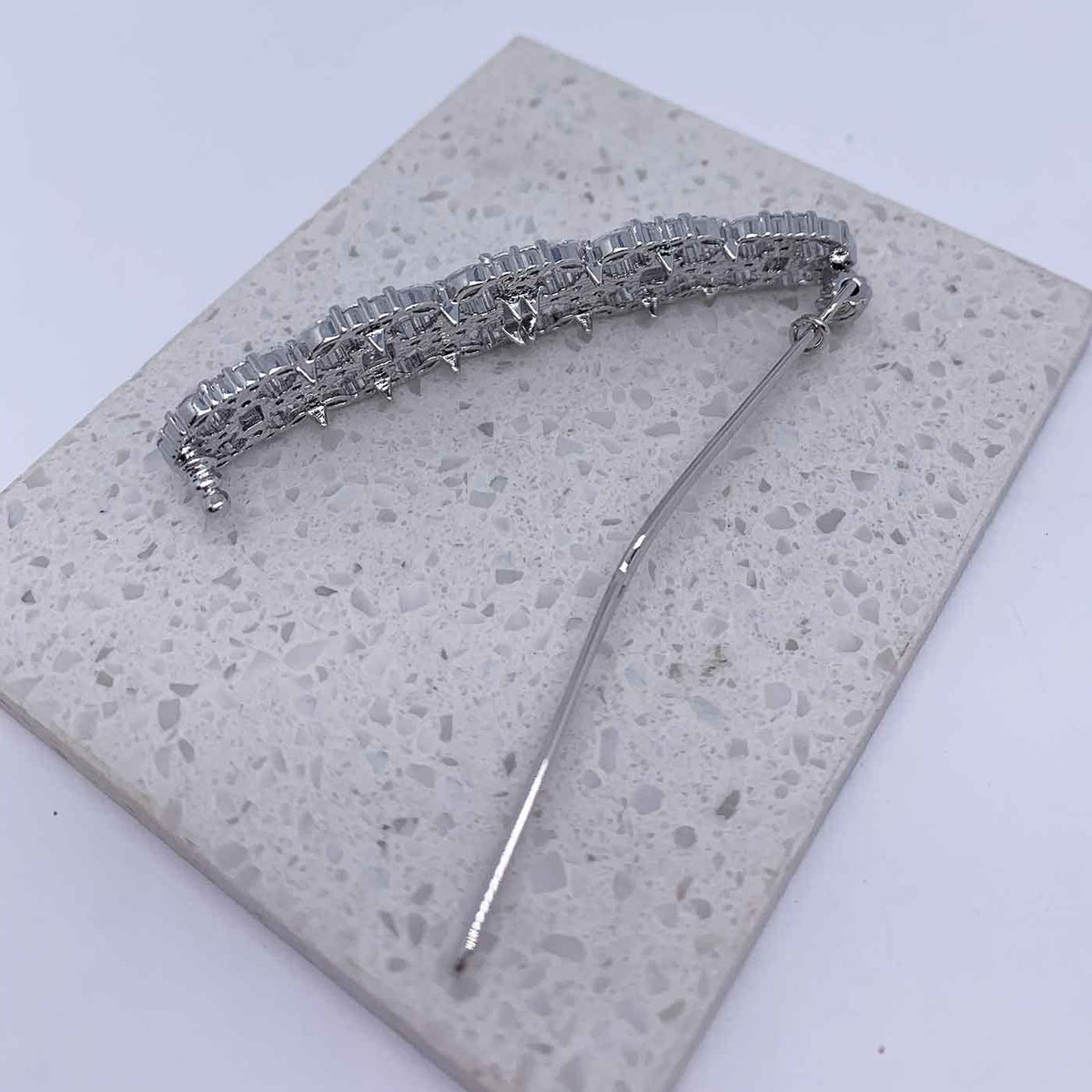 silver crystal barrette hair clip
