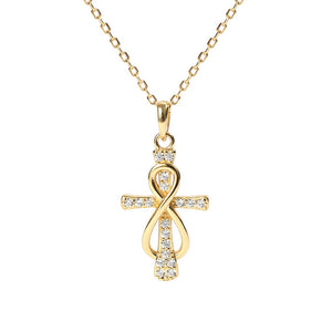 gold infinity cross religious necklace