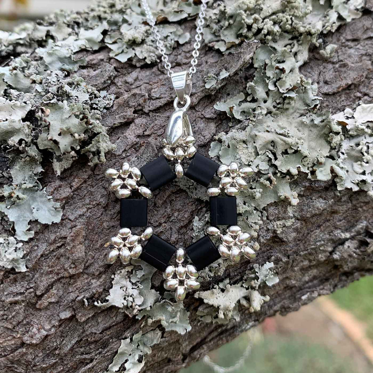 frenelle jewellery black silver necklace pendant