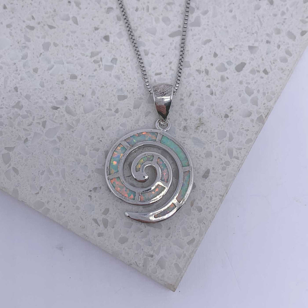 nz maori jewellery silver opal necklace