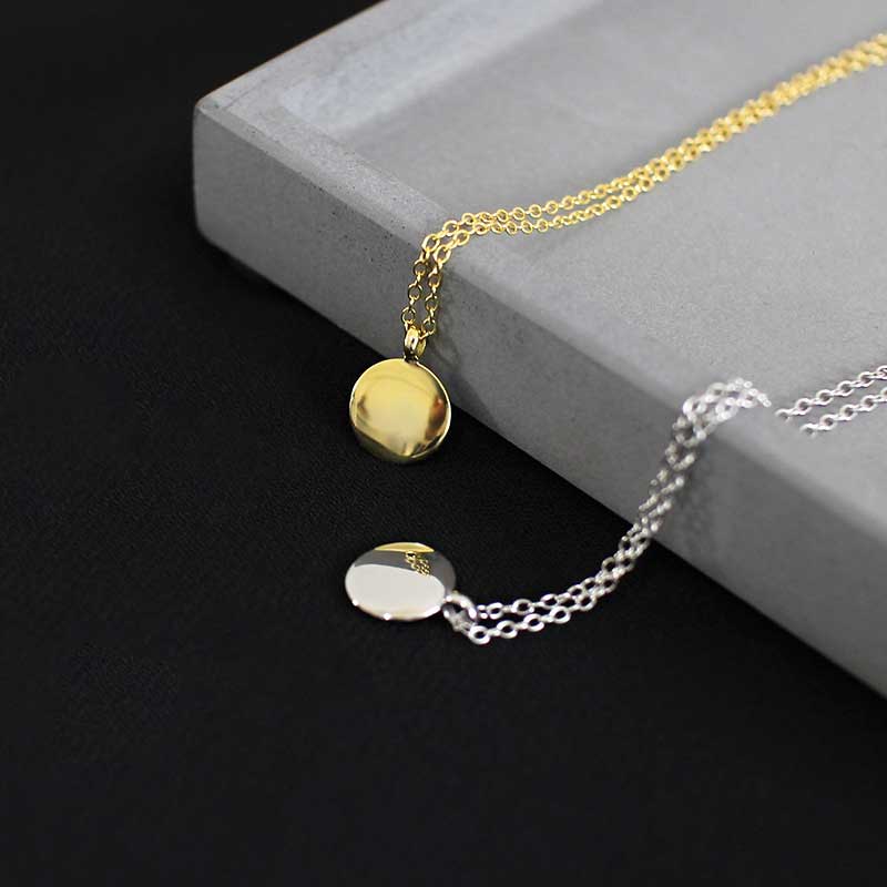 small gold disc chain for women girls necklace