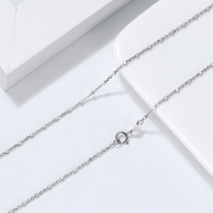 925 Sterling Silver cable chain with Square Beads Necklace