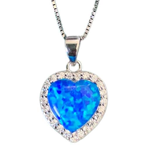 blue opal crystal silver necklace jewellery