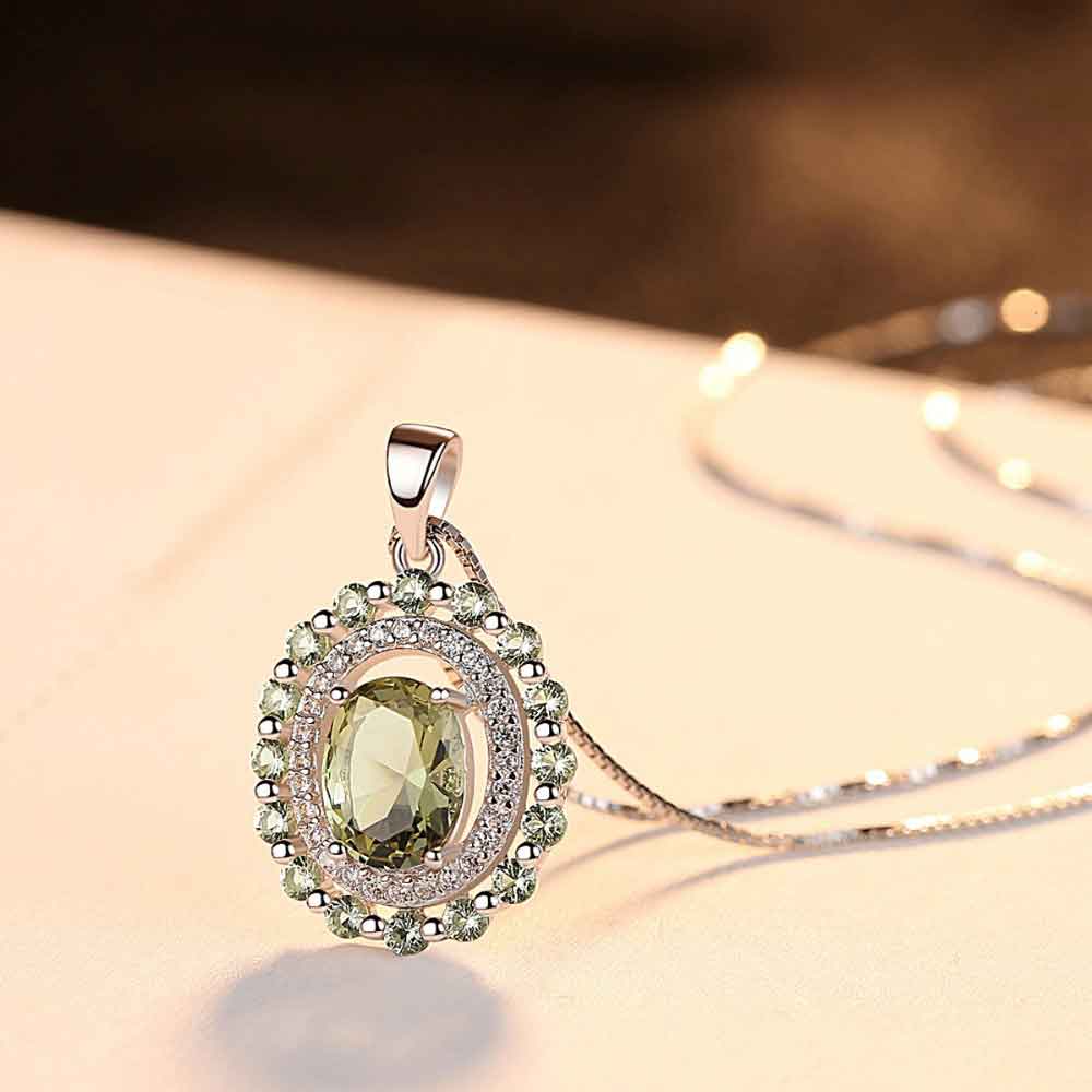 necklace silver crystal green jewellery nz