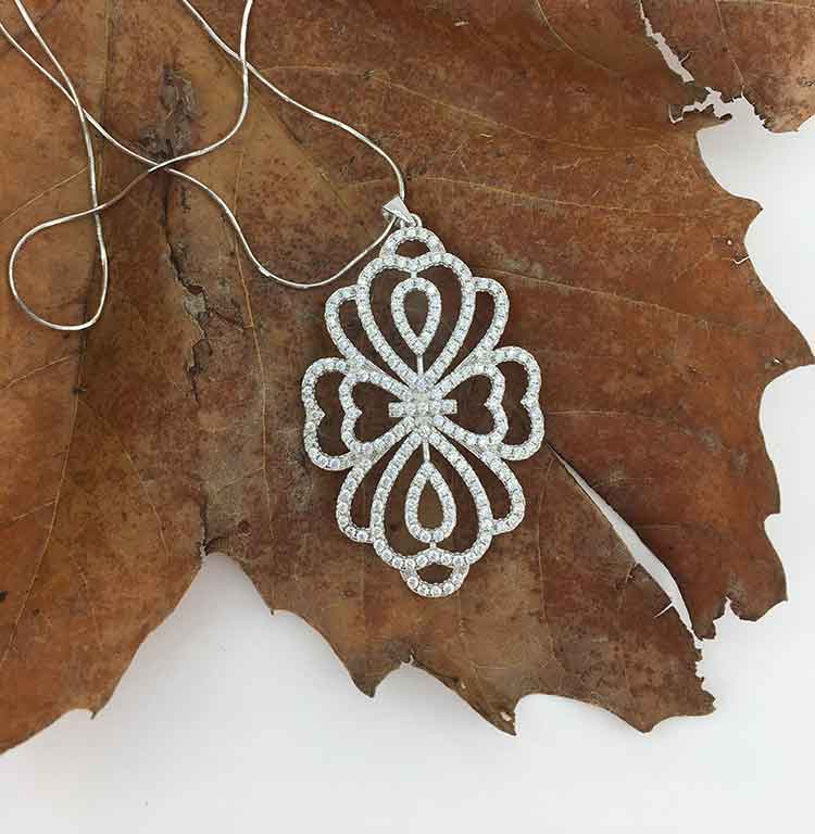 silver necklace pendant crystal bridgerton