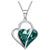 green crystal heart necklace silver jewellery