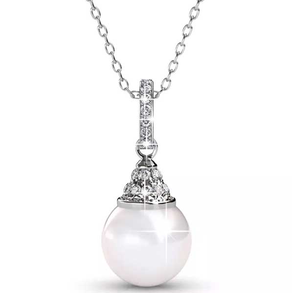 white pearl crystal necklace