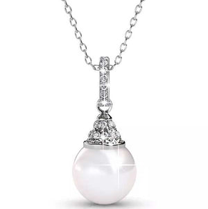 white pearl crystal necklace