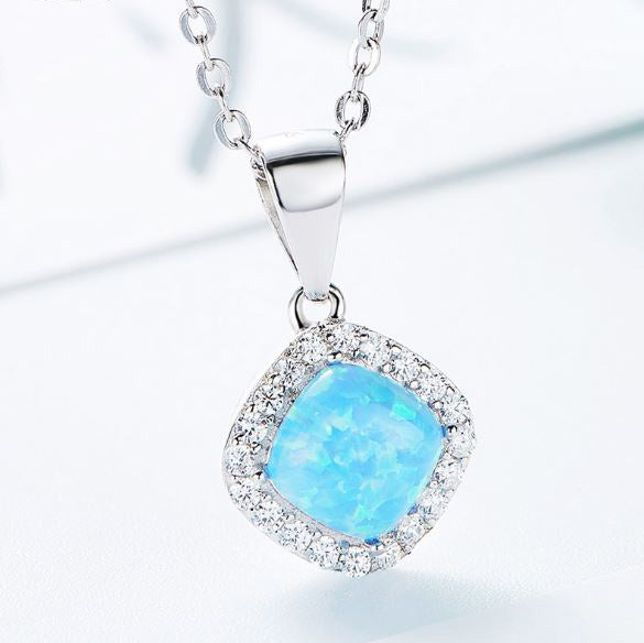 blue opal silver pendant necklace jewellery