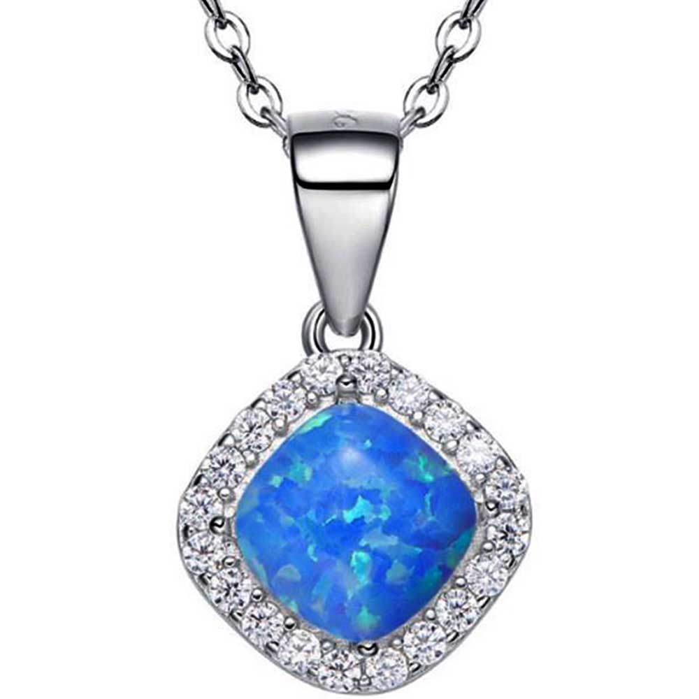 blue opal silver pendant necklace jewellery