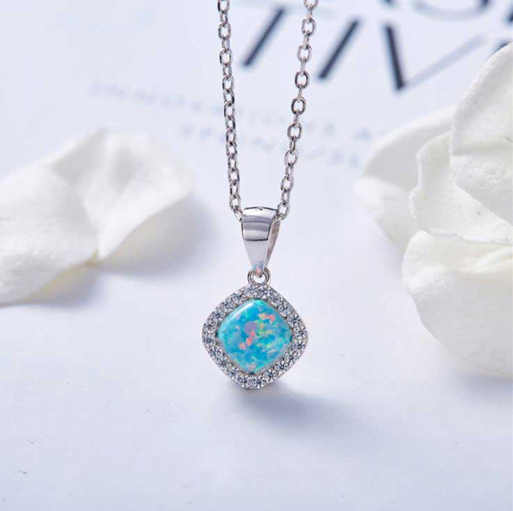 blue opal silver pendant necklace jewellery