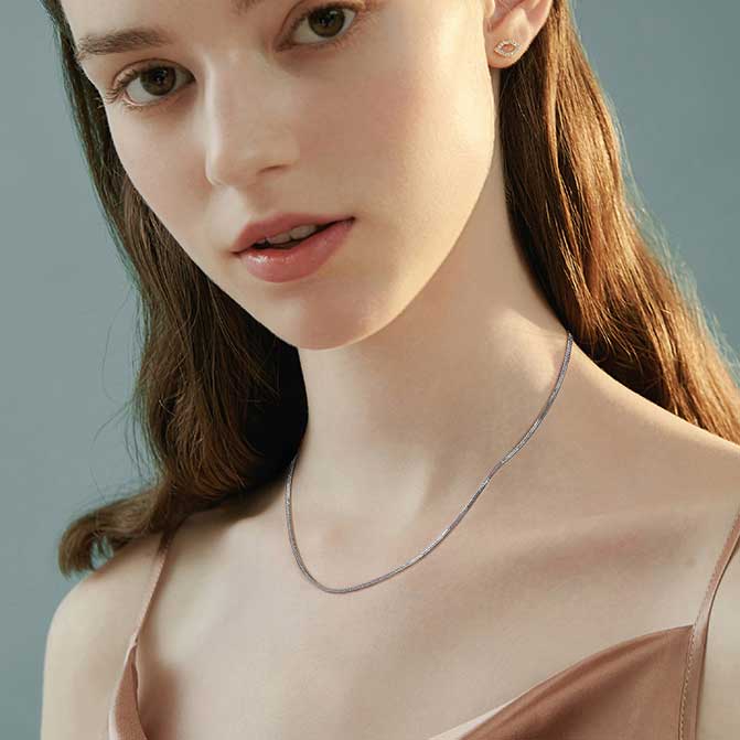 silver chain necklace chopin neck