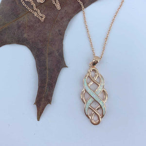 frenelle jewellery necklace pendant rose gold opal celtic