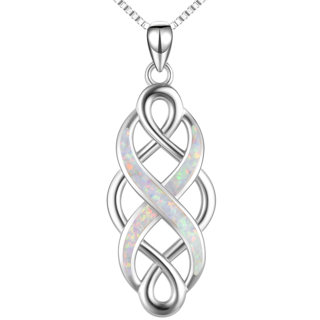 silver necklace opal celtic design