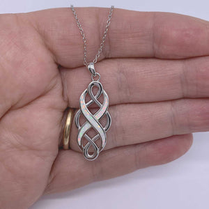 silver necklace opal celtic design hand
