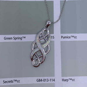 silver necklace opal celtic design resene