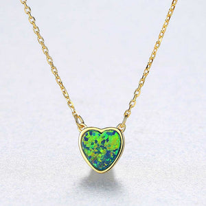 gold opal heart necklace jewellery green