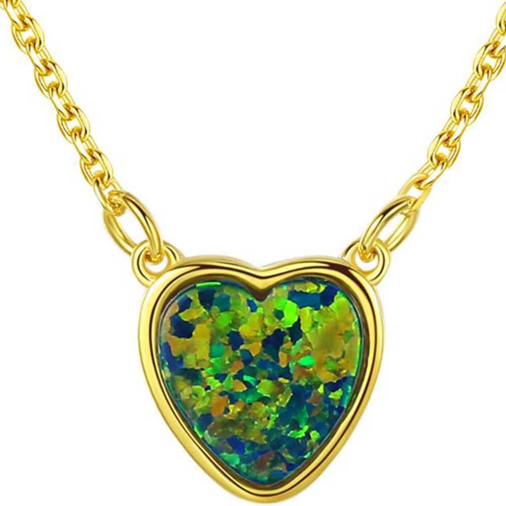 gold opal heart necklace jewellery green