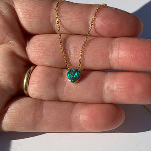gold opal heart necklace jewellery green