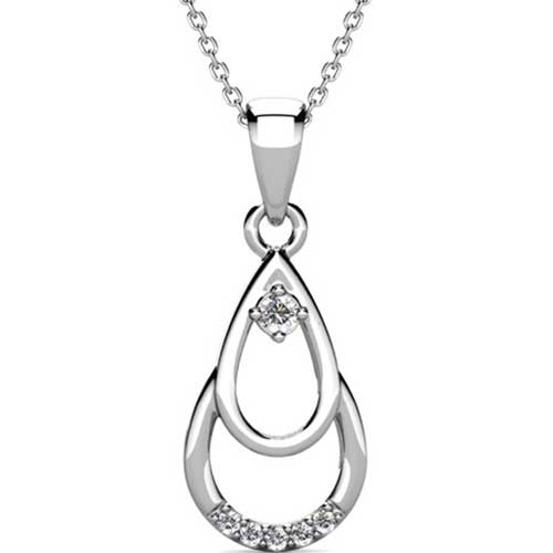 silver necklace pendant crystal crystals