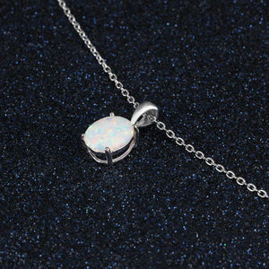 925 Sterling Silver Necklace with Opal "Coralie" (White)