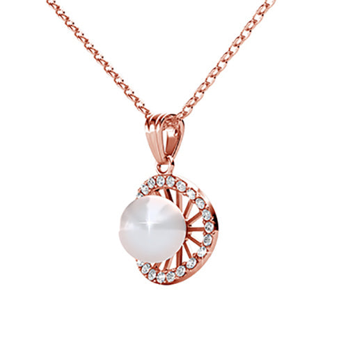 Frenelle Jewellery pearl crystal rose gold necklace