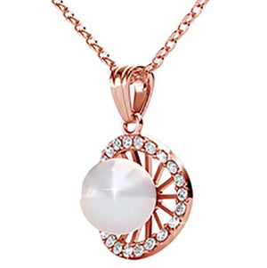 Frenelle Jewellery pearl crystal rose gold necklace