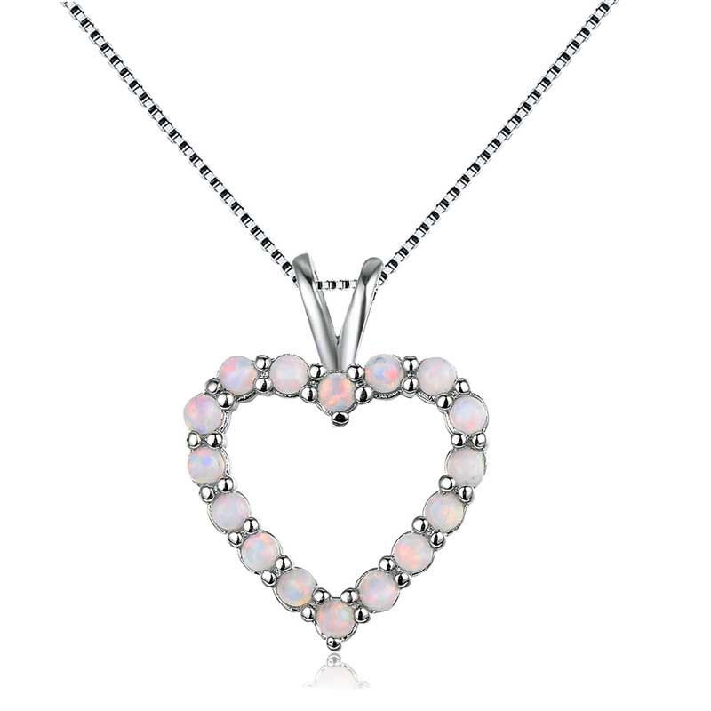 opal silver heart necklace jewellery nz