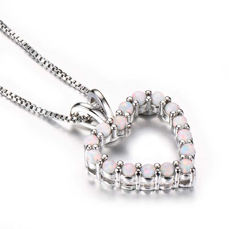 opal silver heart necklace jewellery nz