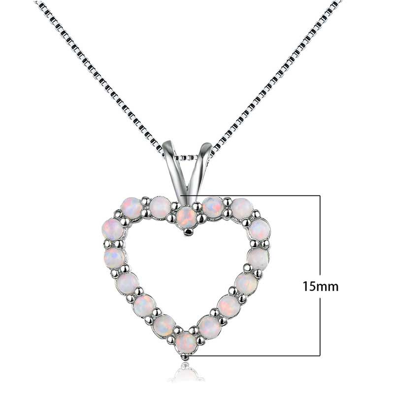 opal silver heart necklace jewellery nz