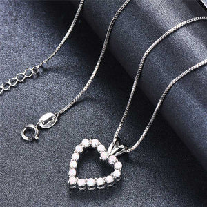 opal silver heart necklace jewellery nz