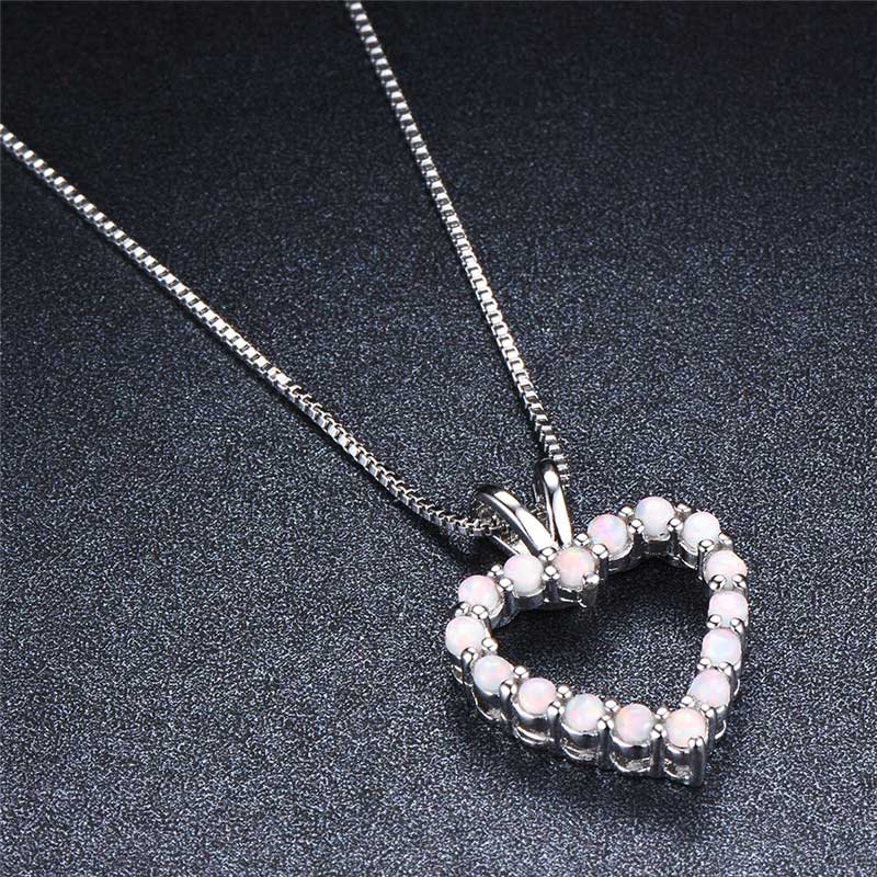 opal silver heart necklace jewellery nz