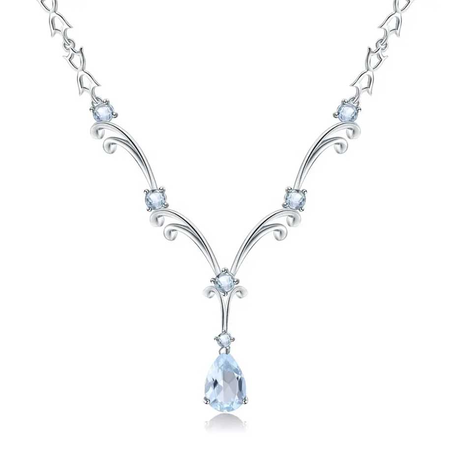 sky blue topaz silver necklace
