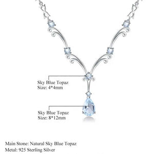 sky blue topaz silver necklace sizes