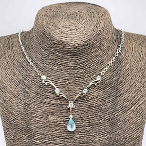 sky blue topaz silver necklace neck