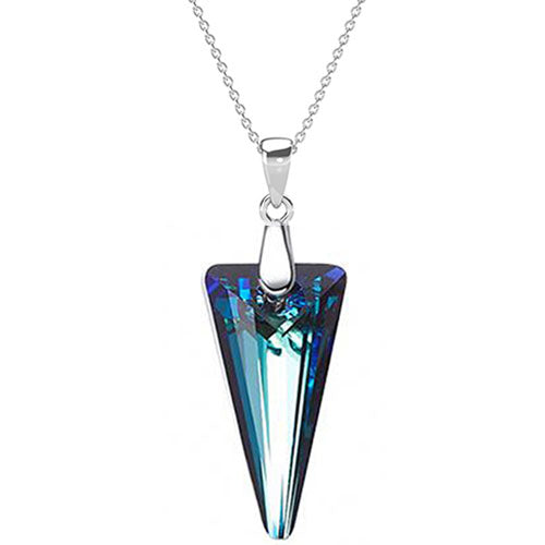 blue crystal necklace silver