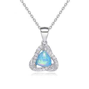 silver necklace pendant blue opal jewellery