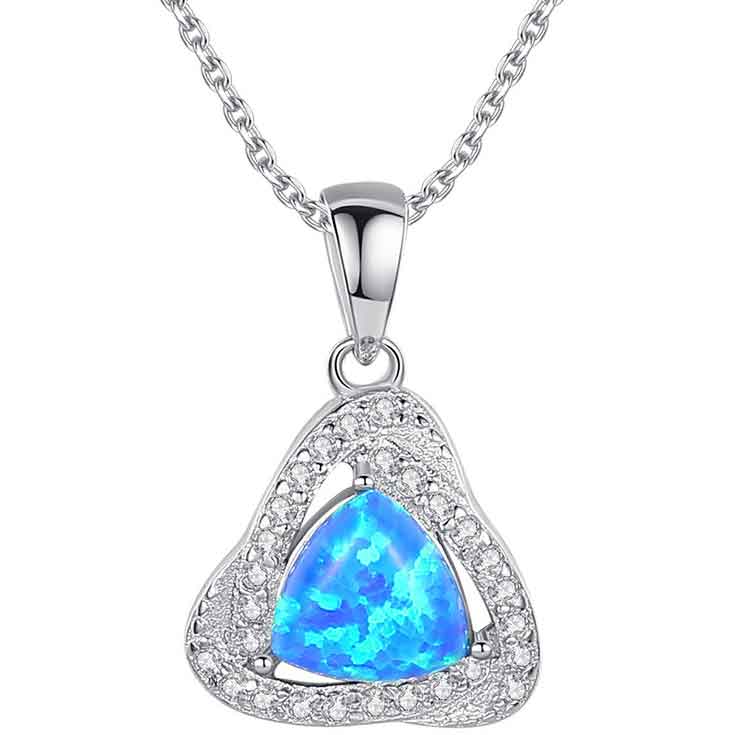 silver necklace pendant blue opal jewellery