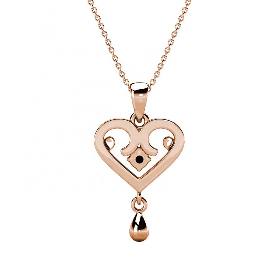 rose gold crystal heart necklace for women