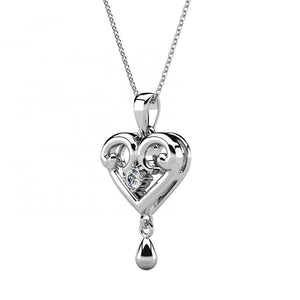 silver crystal heart necklace for women