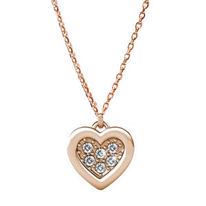 rose gold jewellery set crystals heart shape necklace