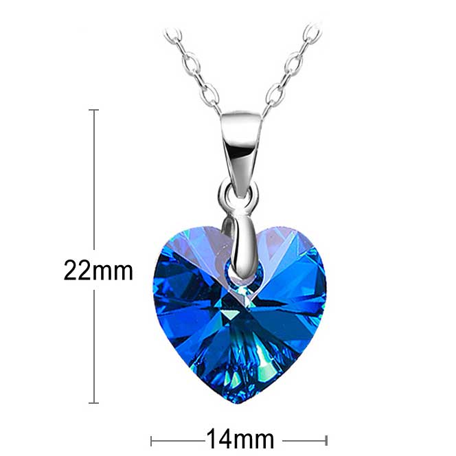 blue heart crystal necklace