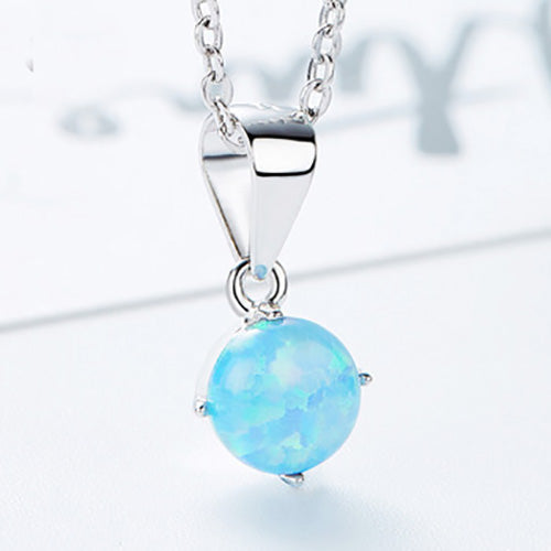 Silver necklace blue opal jewellery