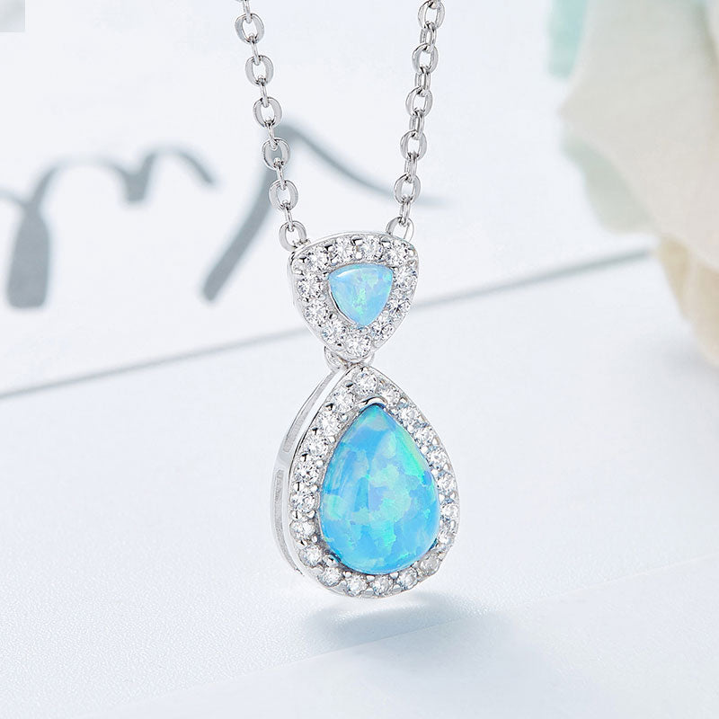 blue opal crystal silver necklace jewellery